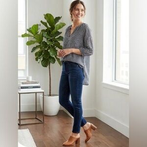 Caslon Flowy Navy Blouse